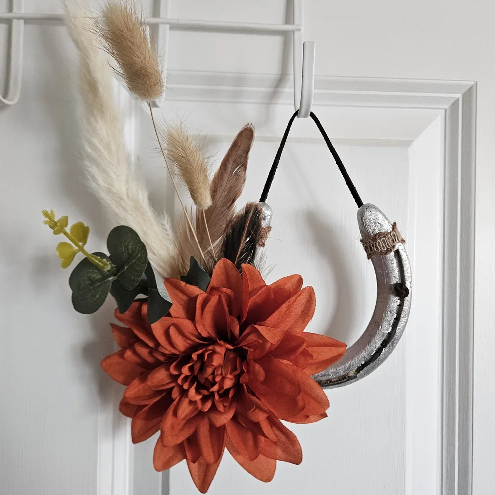Rustic Floral Wall Accent with Orange Bloom